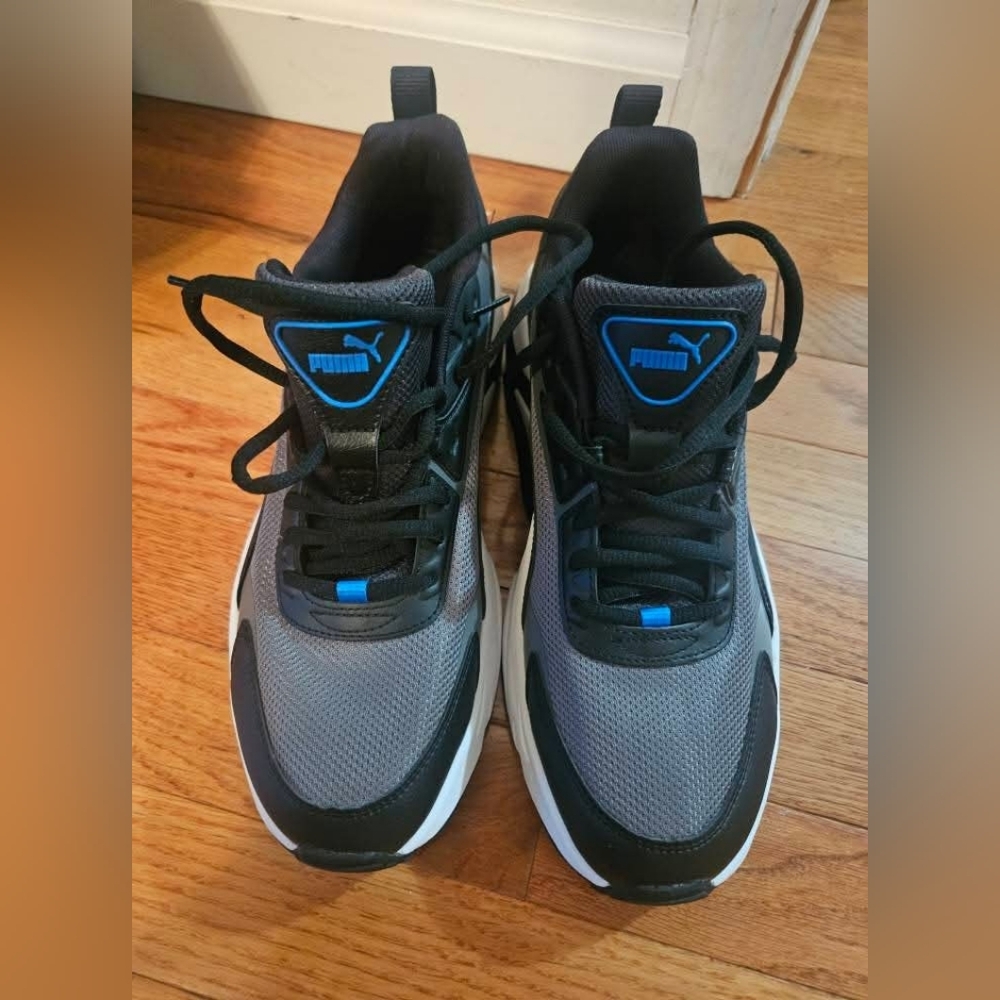 NWOT Puma Men's Black, Gray, and Blue Sneakers